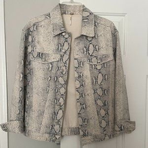 Free People Snake Skin Print Jean Jacket